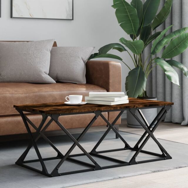 Berkfield Home Coffee Table Smoked Oak 100x49x40 cm Engineered Wood in Brown - Size: 100 x 49 x 40 cm