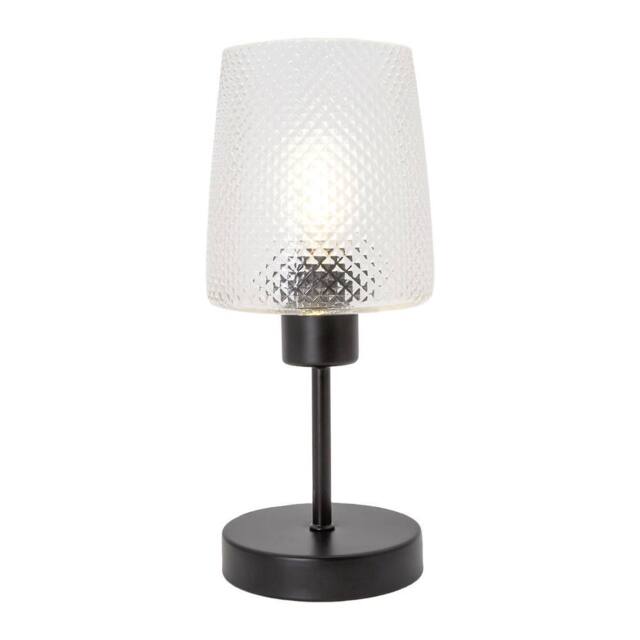 Happy Homewares Modern Clear Dimpled Glass Table Lamp with Matte Black Stem & Base - image 1