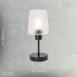 Happy Homewares Modern Clear Dimpled Glass Table Lamp with Matte Black Stem & Base - thumbnail 7