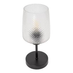 Happy Homewares Modern Clear Dimpled Glass Table Lamp with Matte Black Stem & Base - thumbnail 5