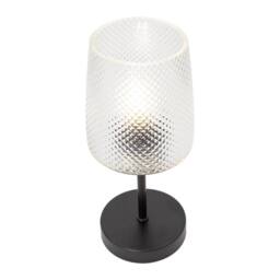 Happy Homewares Modern Clear Dimpled Glass Table Lamp with Matte Black Stem & Base - thumbnail 2