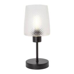 Happy Homewares Modern Clear Dimpled Glass Table Lamp with Matte Black Stem & Base - thumbnail 1