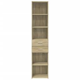 Berkfield Home Highboard Sonoma Oak 40x42.5x185 cm Engineered Wood in Tan - thumbnail 4