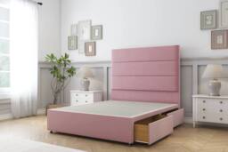"Sloomy Texas Plush Divan Bed Base 2 Drawers Same Side - 54"" Headboard in Pink - Size: King" - thumbnail 4