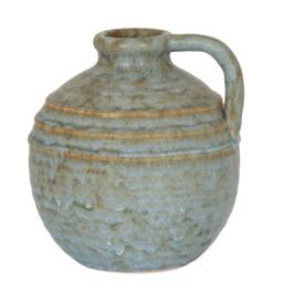 Wyld Haus Kala Large Rustic Ceramic Jug Vase with Handle in Grey - thumbnail 2
