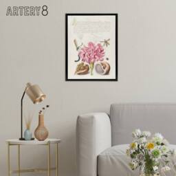 "Artery8 Carnation Walnut & Mollusk Calligraphy Framed Canvas Wall Art Print in White - Size: W12"" x H16""" - thumbnail 3