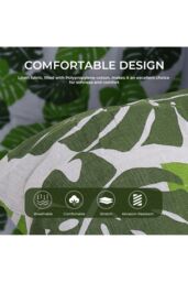 Living and Home Linen Sun Lounger Cushion with Banana Leaf Print for Garden & Patio in Green - thumbnail 5