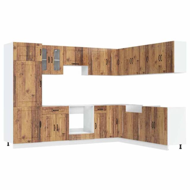 Berkfield Home 14 Piece Kitchen Cabinet Set Kalmar Old Wood Engineered Wood in Brown - image 1