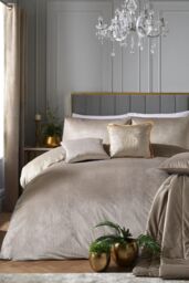 Laurence Llewelyn-Bowen 'Montrose' Luxury Velvet Duvet Cover Set in Natural - Size: King