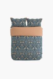 Morris & Co 'Bird' Cotton Duvet Cover Set in Blue - Size: Super King - thumbnail 3