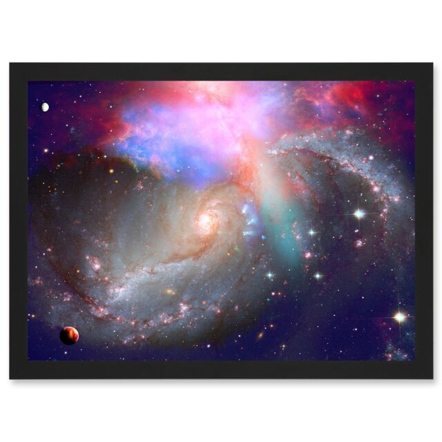 Artery8 Spiral Galaxy Deep Space Stars Nebula Cosmos Artwork Framed Wall Art Print A4 in Black - image 1
