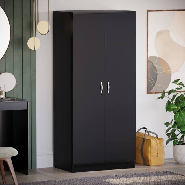 HD Designs 2 Door Wardrobe MDF 1700x760x470 mm in Black - image 1