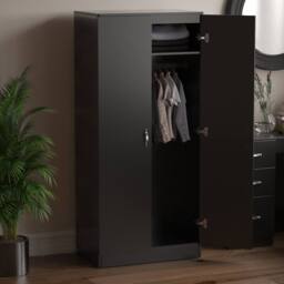 HD Designs 2 Door Wardrobe MDF 1700x760x470 mm in Black - thumbnail 5