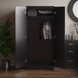 HD Designs 2 Door Wardrobe MDF 1700x760x470 mm in Black - thumbnail 2