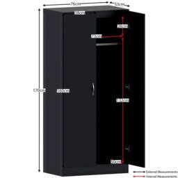 HD Designs 2 Door Wardrobe MDF 1700x760x470 mm in Black - thumbnail 3