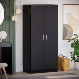 HD Designs 2 Door Wardrobe MDF 1700x760x470 mm in Black - thumbnail 1