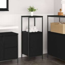 Berkfield Home Bathroom Cabinet with Shelves Black Oak 36x35x95 cm - Size: 36 x 35 x 95 cm - thumbnail 2