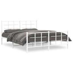 Berkfield Home Metal Bed Frame without Mattress with Footboard White 150x200cm - Size: 150x200 cm - thumbnail 1