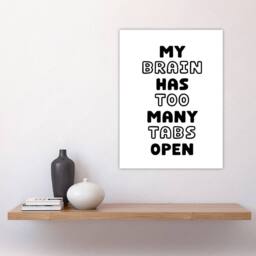 "Artery8 My Brain Has Too Many Tabs Open Funny Overthinker Wall Art Print in White - Size: W12"" x H16""" - thumbnail 4