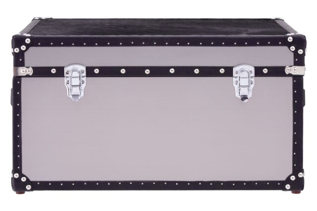 Orsina Ample Storage Black & White Genuine Cowhide Storage Trunk, Spacious Design Stainless Steel Trunk - image 1