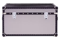 Orsina Ample Storage Black & White Genuine Cowhide Storage Trunk, Spacious Design Stainless Steel Trunk