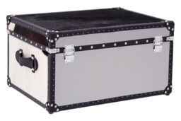 Orsina Ample Storage Black & White Genuine Cowhide Storage Trunk, Spacious Design Stainless Steel Trunk - thumbnail 3