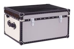 Orsina Ample Storage Black & White Genuine Cowhide Storage Trunk, Spacious Design Stainless Steel Trunk - thumbnail 2