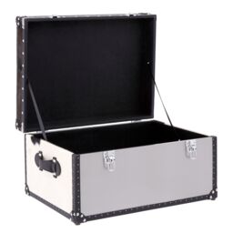 Orsina Ample Storage Black & White Genuine Cowhide Storage Trunk, Spacious Design Stainless Steel Trunk - thumbnail 5