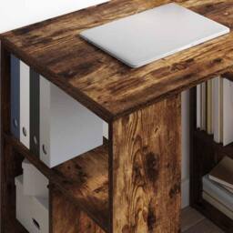 Berkfield Home Modern Corner Desk Smoked oak Engineered wood Medium Corner Desk in Brown - thumbnail 4