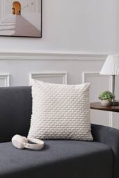 H&O Direct Corduroy Throw Pillow with Pillow Insert in Beige - Size: 45 cm x 45 cm - thumbnail 4