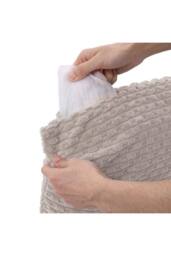 H&O Direct Corduroy Throw Pillow with Pillow Insert in Beige - Size: 45 cm x 45 cm - thumbnail 6