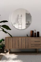 MirrorOutlet All Glass Bevelled Classic Design Round Mirror 60 x 60CM in Silver - Size: 1 Pack - thumbnail 3