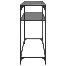 Berkfield Home Console Table with Black Glass Top98x35x81 cm Steel - Size: 98 x 35 x 81 cm - thumbnail 5