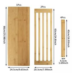 VOGREX Bamboo 3 Tier Shoe Storage Bench Hallway Organiser in Beige - thumbnail 2