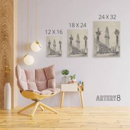 "Artery8 Joseph Pennell Venice Rebuilding the Campanile Canvas Wall Art Print in Grey - Size: W12"" x H16""" - thumbnail 4