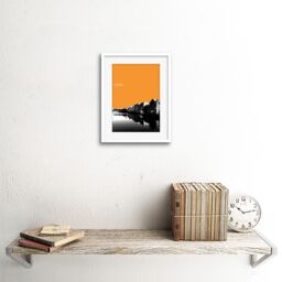 "Artery8 Wall Art Print Leith Shore Edinburgh Scotland Scottish Landmark Orange Framed Art in White - Size: W7"" x H9""" - thumbnail 2
