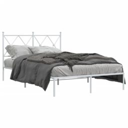 Berkfield Home Metal Bed Frame without Mattress with Headboard White 120x190cm - Size: 120x190 cm - thumbnail 2