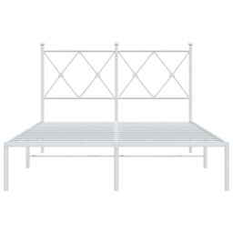 Berkfield Home Metal Bed Frame without Mattress with Headboard White 120x190cm - Size: 120x190 cm - thumbnail 4