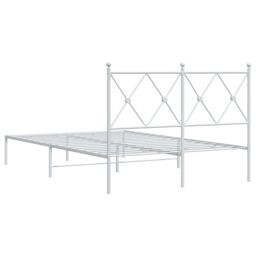 Berkfield Home Metal Bed Frame without Mattress with Headboard White 120x190cm - Size: 120x190 cm - thumbnail 6
