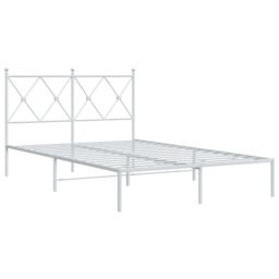 Berkfield Home Metal Bed Frame without Mattress with Headboard White 120x190cm - Size: 120x190 cm - thumbnail 3