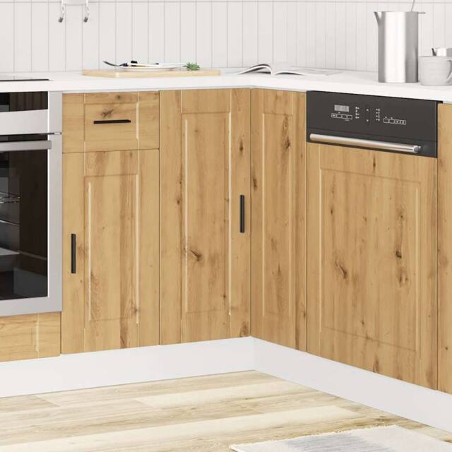Berkfield Home Kitchen Corner Base Cabinet¬†Porto Artisan Oak Engineered Wood in Brown - image 1