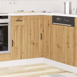 Berkfield Home Kitchen Corner Base Cabinet¬†Porto Artisan Oak Engineered Wood in Brown