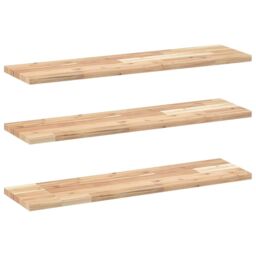 Berkfield Home Floating Shelves 3 pcs 80x20x2 cm Untreated Solid Wood Acacia in Brown - Size: 80 x 20 x 2 cm - thumbnail 2