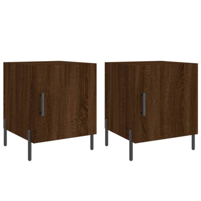 Berkfield Home Bedside Cabinets 2 pcs Brown Oak 40x40x50 cm Engineered Wood - Size: 40 x 40 x 50 cm - image 1