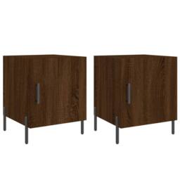 Berkfield Home Bedside Cabinets 2 pcs Brown Oak 40x40x50 cm Engineered Wood - Size: 40 x 40 x 50 cm - thumbnail 1