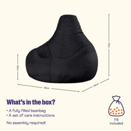 icon Recliner Indoor Outdoor Bean Bag Khaki Bean Bag Chair in Black - thumbnail 6
