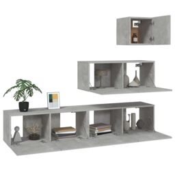 Berkfield Home 4 Piece TV Cabinet Set Concrete Grey Engineered Wood - thumbnail 4