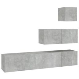 Berkfield Home 4 Piece TV Cabinet Set Concrete Grey Engineered Wood - thumbnail 2