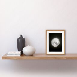 "Artery8 Wall Art Print Lunar Phases Full Moon Space Astronomy Artwork Framed 9X7 Inch in Beige - Size: W7"" x H9""" - thumbnail 2