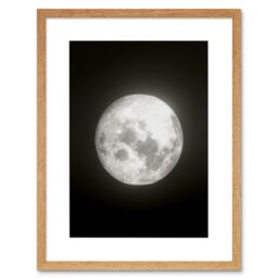 "Artery8 Wall Art Print Lunar Phases Full Moon Space Astronomy Artwork Framed 9X7 Inch in Beige - Size: W7"" x H9""" - thumbnail 1
